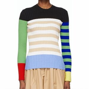 Moncler Genius 1 JW Anderson Striped Crew Neck Colorblock Sweater Ribbed Logo S